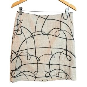 NWT David Brooks Women's Size 6 Wool Blend Skirt Beige Black Swirl Pattern